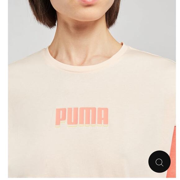 Puma T-Shirt Rebel NWT Cotton Colorblocked Cropped Logo Women’s Size Large - Picture 3 of 6